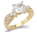 Solid 14k Yellow Gold Princess Cut CZ Cubic Zirconia Engagement Wedding Ring 1.5 ct