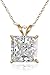 Amazon Collection 10k Gold Princess-Cut Solitaire Pendant Made with Swarovski Zirconia, 18