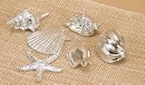 6 Silvered Seashells Decorative Mantle Home Decor Beach