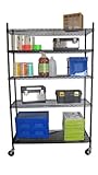 TRINITY NSF Heavy Duty Industrial Outdoor 5-Tier Black Wire Shelving Rack 48
