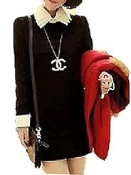 Cocktail Above the Knee Long Sleeves Cotton Floral Print Mini Dress 