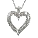 Sterling Silver 1/2 cttw Diamond Heart Pendant, 18"