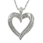 Sterling Silver 1/2 cttw Diamond Heart Pendant, 18"