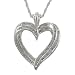 Sterling Silver 1/2 cttw Diamond Heart Pendant, 18"