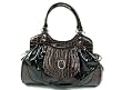 Black and Brown Faux Croc Handbag with Adjustable Strap