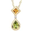 14K Yellow Gold Citrine, Peridot and Diamond Pendant