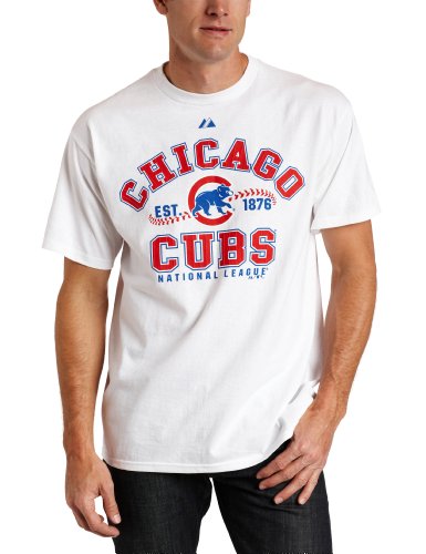 MLB Men's Chicago Cubs Dial It Up Short Sleeve Basic Tee (White, XX-Large)