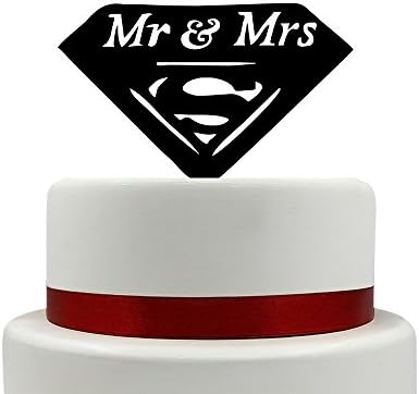 Superhero Mr and Mrs Wedding Acrylic Cake Topper Personalized heart with name cake topper birthday cake topper