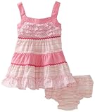 Youngland Baby-girls Infant Sleeveless Woven Multi Color Block Sundress With Diaper Cover