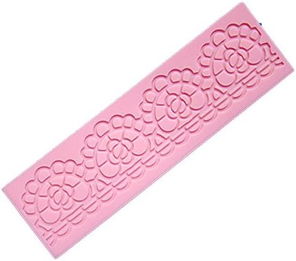Longzand Molds HY1-159 DIY Cake Decorating Mold with Silicone Lace Mold Mat, Fondant Mold and Silicone Sugar Craft Molds, Pink
