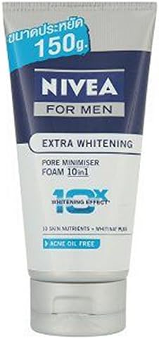 Nivea For Men Extra Whitening Pore Minimiser Foam Acne Oil Free For Normal Skin 150g