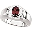 14K White Gold Man's Mozambique Garnet and Diamond Ring
