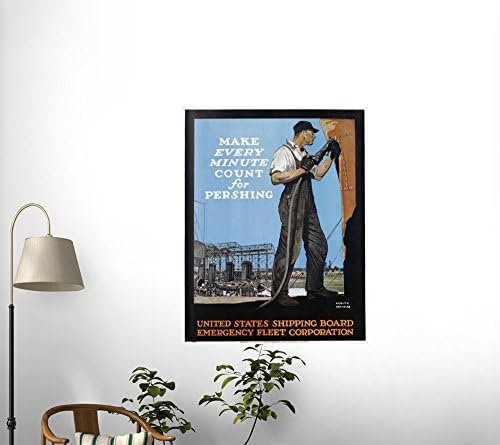 Corbis Images Make Every Minute Count for Pershing - United States Shipping Board Emergency Fleet Corp War Production Poster by Adolf Treidler Peel and Stick Fabric Wall Sticker by Wallmonkeys Wall Decals