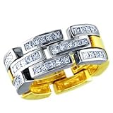 18ct Solid Yellow/White Gold 1.25ct F-VS1 Princess Diamond Flexible Wedding Band Size I