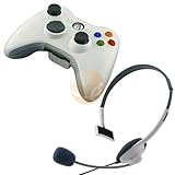 White Silicone Skin Case for Microsoft xBox 360 Controller + White Headset for Microsoft XBox 360