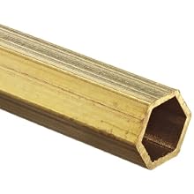 Brass C260 Hexagonal Tubing, 3/32" Width Across Flats, 0.014" Wall, 12" Length