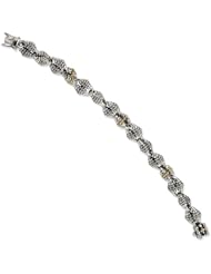 Sterling Silver with 14k .035ct. Diamond 7.5in Link Bracelet : Length 7 in