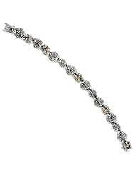 Sterling Silver W/14k Antiqued 7.5in Bracelet