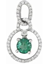14K White Gold Emerald and Diamond Pendant -- LIFETIME WARRANTY