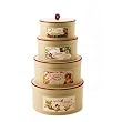 Victorian Style French Set of 4 Oval Nesting Hat Boxes with Romantic Labels