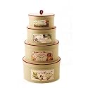 Victorian Style French Set of 4 Oval Nesting Hat Boxes with Romantic Labels