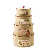 Victorian Style French Set of 4 Oval Nesting Hat Boxes with Romantic Labels