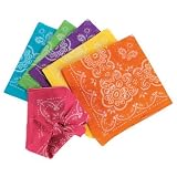 Lot of 12 Polyester Bright Neon Color Paisley Scarf Bandannas