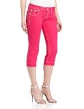 Miss Me Juniors Ladies Capri Two Tone Leather Wing Cross, Bright Pink, 25
