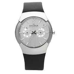 Skagen Men's 583XLSLC Swiss Multi-Function Black Leather Watch