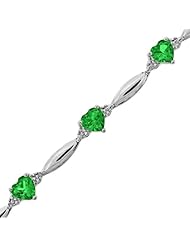 Created Emerald Heart and Diamond Bracelet