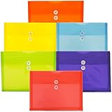 JAM Paper&reg; Plastic Expansion Envelopes w/ Button & String Closure - Letter Size Booklet (9 3/4" x 13") - Assorted Primary Colors - 6 Expanding Envelopes per Pack