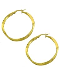 14 Karat Yellow Gold 3x33-mm Polished Twist Hoop Earrings