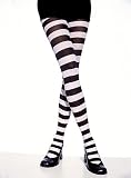 Wide Stripe Opaque Tights (Black/White;One Size)