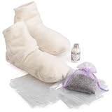 Do Not Disturb Sole Warmer Kit: Cotton Fleece Booties, Lavender & Rice Paquetes and Lavender Lotion.