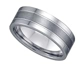 Mirror and Satin Finished Tungsten Comfort Fit Mens Wedding Band " Size 12.5 "