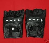 BLACK LEATHER FINGERLESS GLOVES SIZE MEDIUM
