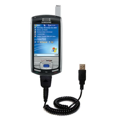 Coiled USB Cable for the Samsung SCH-i730 with Power Hot Sync and Charge capabilities - uses Gomadic TipExchange Technology