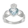 Sterling Silver with Blue Topaz Claddagh Ring