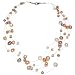 17" White Pink & Peach 5-9Mm Genuine Freshwater Cultured Pearl 5-Row Necklace