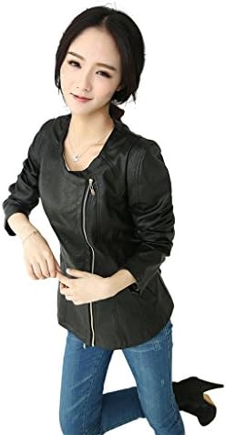 WenVen Women's Moto Leather Jacket Plus Size(Black,2XL)