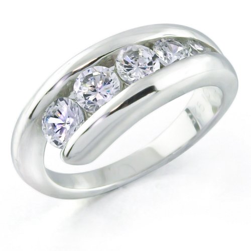 Bling Jewelry Sterling Silver Classic CZ Journey Wedding Band Ring [Jewelry]