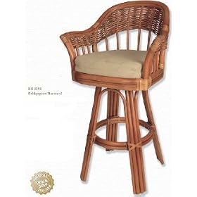 Alexander and Sheridan Bridgeport Rattan Swivel Barstool 