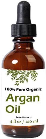 Argan Oil 100% Pure Organic Certified Usda Imported From Morrocco Wholesome Health for Hair, Skin, and Nails Beauty 4 Oz Glass Bottle with Dropper