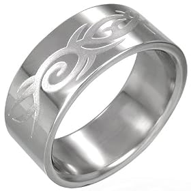 Urban Male Mens Stainless Steel 8mm Celtic Design Ring Size V
