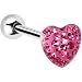 Dome Pink Heart Gem Barbell Tongue Ring