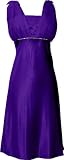 Satin Chiffon Prom Dress Holiday Formal Gown Bridesmaid Crystals Knee-Length Junior Plus Size, Small, Purple