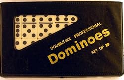 Double Six Professional Dominoes- (7.5" x 4.5") Set of 28-Black