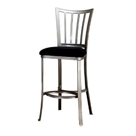 Click here to buy 30H Delray Mission Pewter Black Seat Pub Bar Stool by visiondecor Furniture.