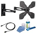 Full-motion wall mount Black Bracket with 425mm extension-Single  Arm fits 17 19 20 22 23 24 26 27 28 32 inch LCD / LED / Plasma TV of ALL  MAKES ALL MODELS comes with FREE GOLD HDMI CABLE AND SCREEN CLEANING  KIT