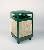 Howard Aspen 48 gallon Steel/Stone Panel Hinged Top Empire Green with Desert Brown Stone Panels Waste Receptacle R48HT-202PL